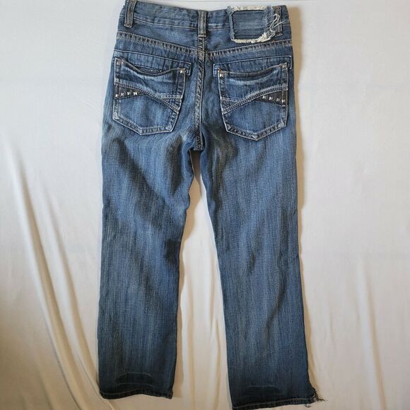 Helix Size 16 Jeans 100% Cotton Slim Boot Cut Distressed 30x28 - Picture 4 of 8